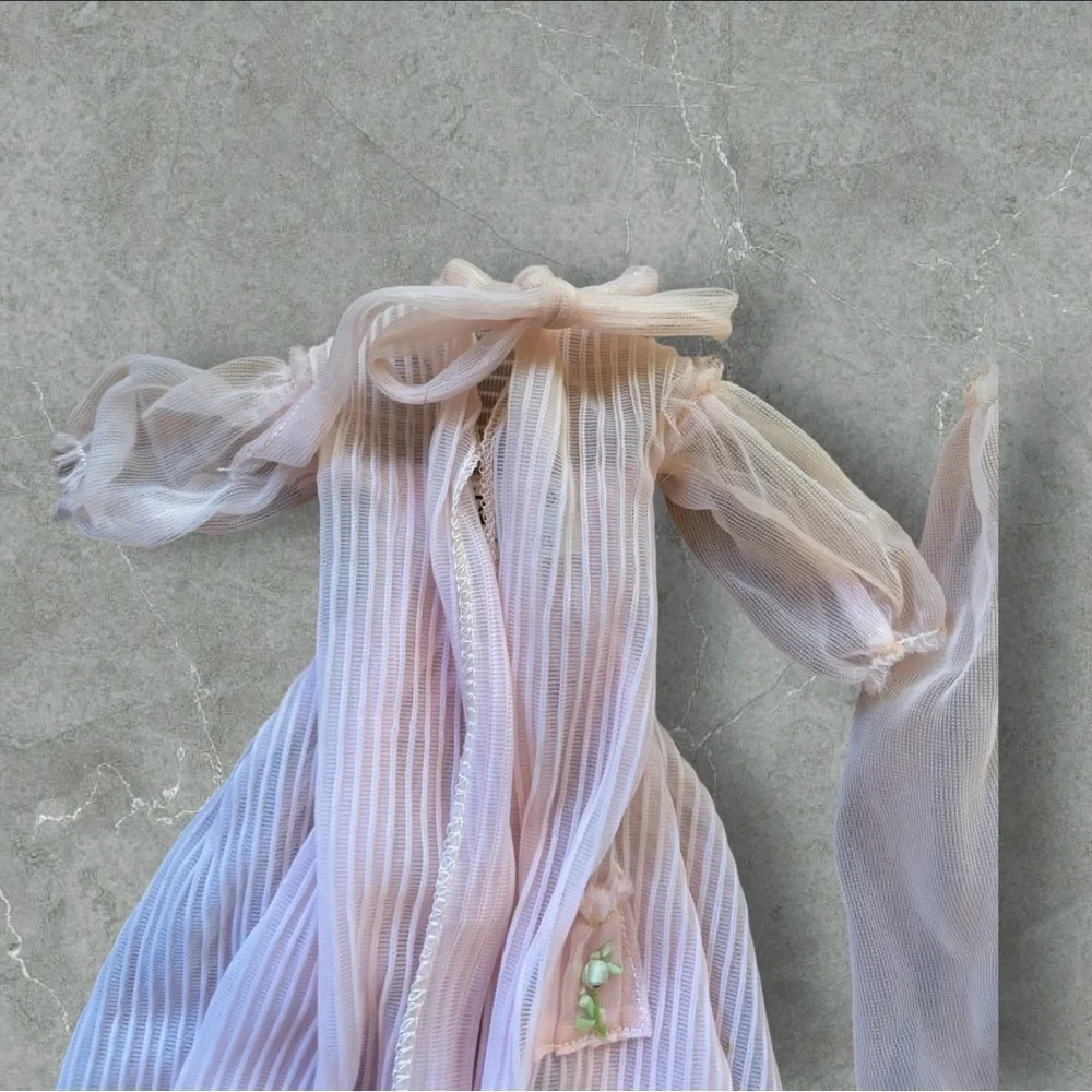 Vintage 1960’s Barbie #965 Nighty Negligee 5 PC Set Pastel Pink Dog Shoes